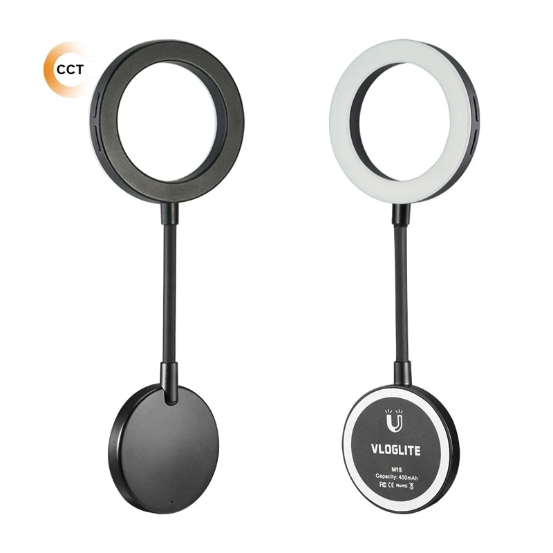 VLOGLITE M15 Mini Portable Selfie Light Magnetic LED Fill Ring Light for Phone Reading Photography Video Lighting