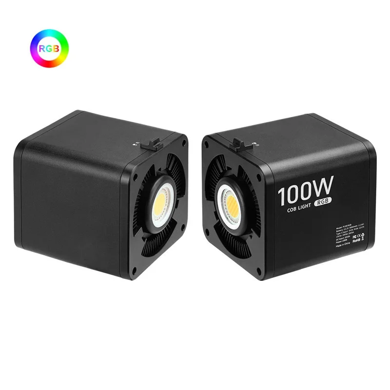 VLOGLITE P100RGB 100W COB Video Light 2700K-6500K CRI96+ Rechargeable Studio Lighting Wireless Photography Lamp