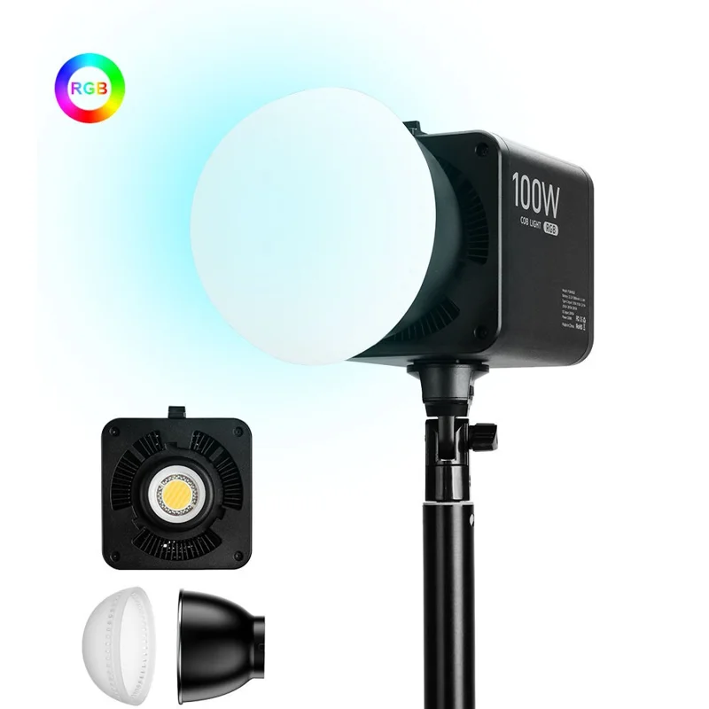 VLOGLITE P100RGB 100W COB Video Light 2700K-6500K CRI96+ Rechargeable Studio Lighting Wireless Photography Lamp