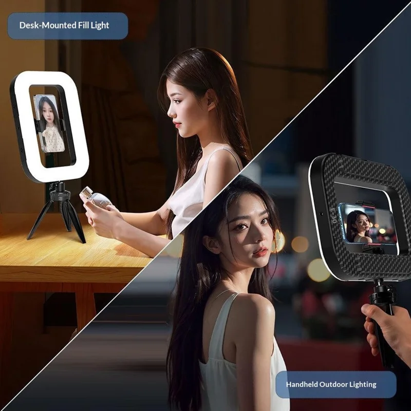 E-30 3000K-6500K 10W LED Fill Light Type-C Rechargeable with Phone Holder for Photography Vlogging