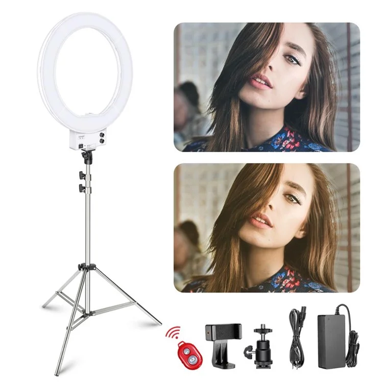 NEEWER RL-18 18-Inch LED Ring Light Dimmable Lighting Kit with Stand Tripod for Broadcasting, YouTube TikTok Video Recording - US Plug