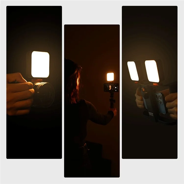 Kit d'éclairage de remplissage à double couleur VRIG FD54 avec clip de mini lampe de selfie avec sabot froid, vis de 1/4" pour la diffusion en direct