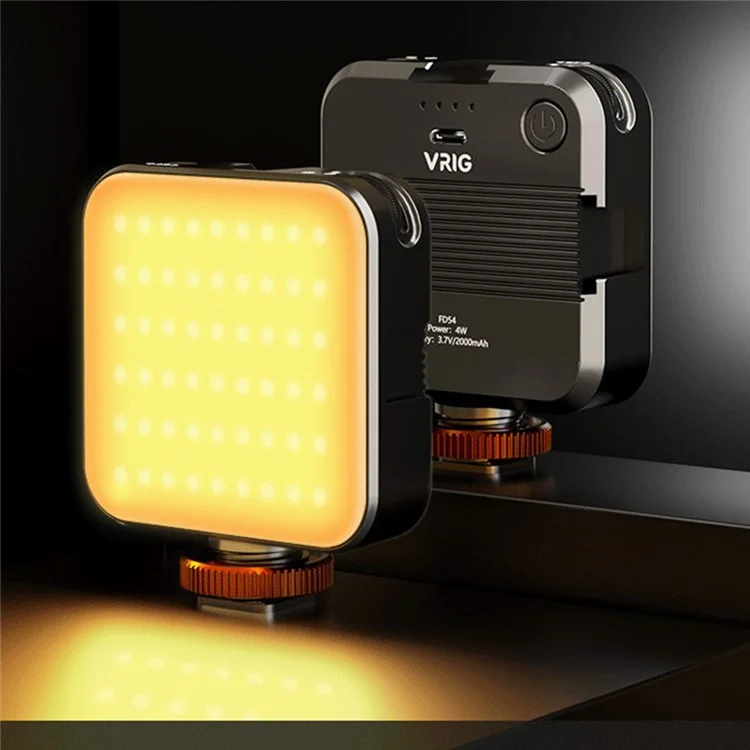 Kit d'éclairage de remplissage à double couleur VRIG FD54 avec clip de mini lampe de selfie avec sabot froid, vis de 1/4" pour la diffusion en direct