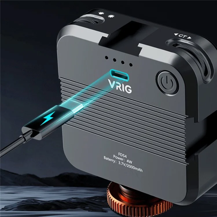 Kit d'éclairage de remplissage à double couleur VRIG FD54 avec clip de mini lampe de selfie avec sabot froid, vis de 1/4" pour la diffusion en direct