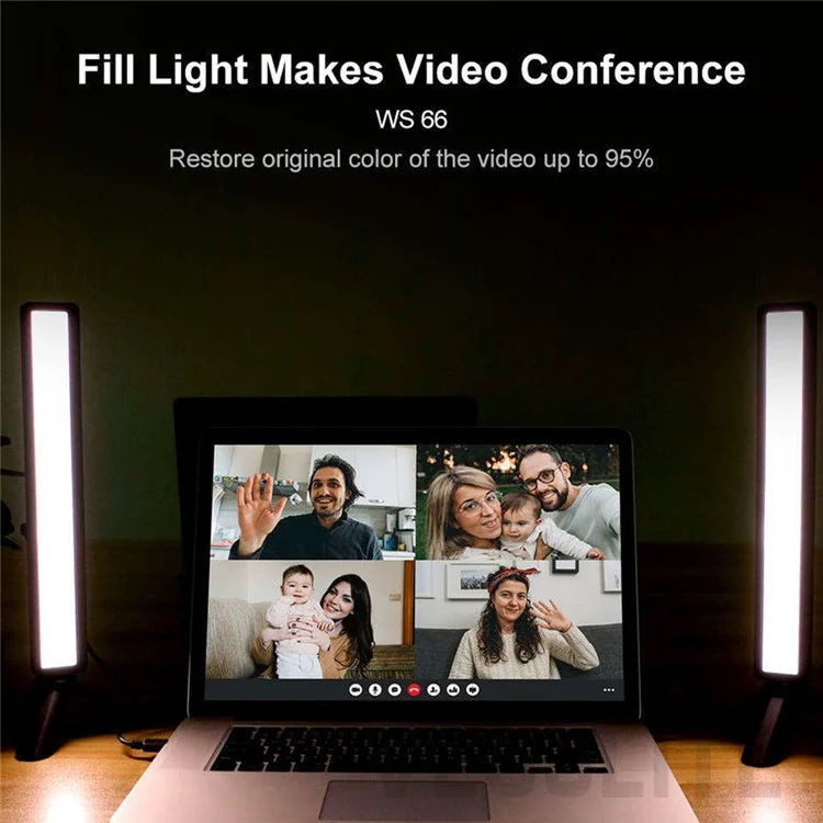 Vloglite WS66 Iluminación de Videoconferencia Con Luces de Transmisión de Cámaras Web LED de Trípode Luz de la Computadora Portátil Para Transmitir en Vivo