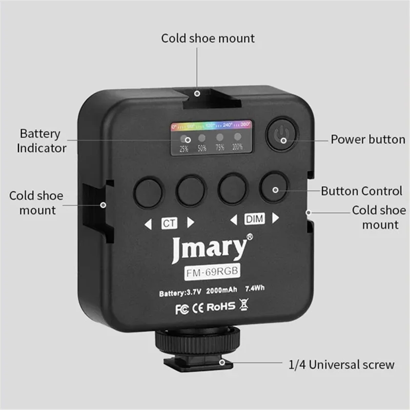 JMARY FM-69RGB мини RGB видео свет камеры Свет фотографии освещения Регулируемая лампа