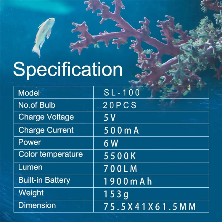 SL-100 For GoPro Camera Waterproof LED Video Diving 40m Underwater Light