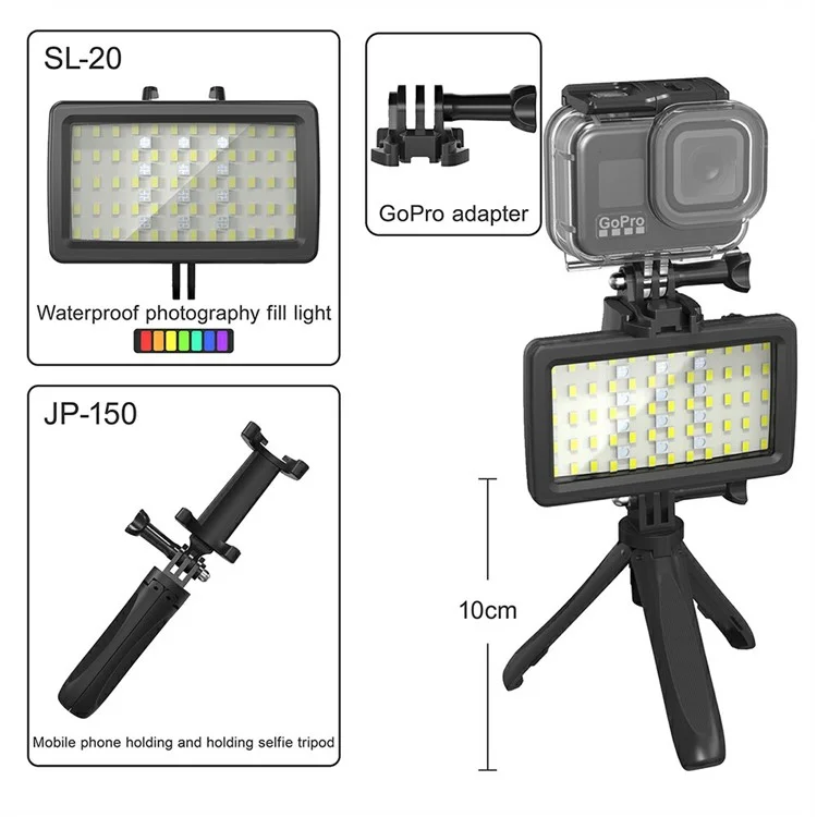 SL-20 40m Wasserdichte Kamera LED Fill Light Wiederaufladbare Tauchfotografie RGB Video Light