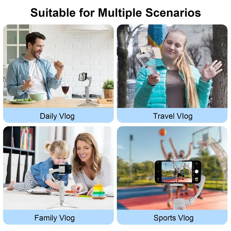 Estabilizador de Smartphone Gimbal de 3 Eixos M1 Auto Rastreamento de Rosto Bastão de Selfie