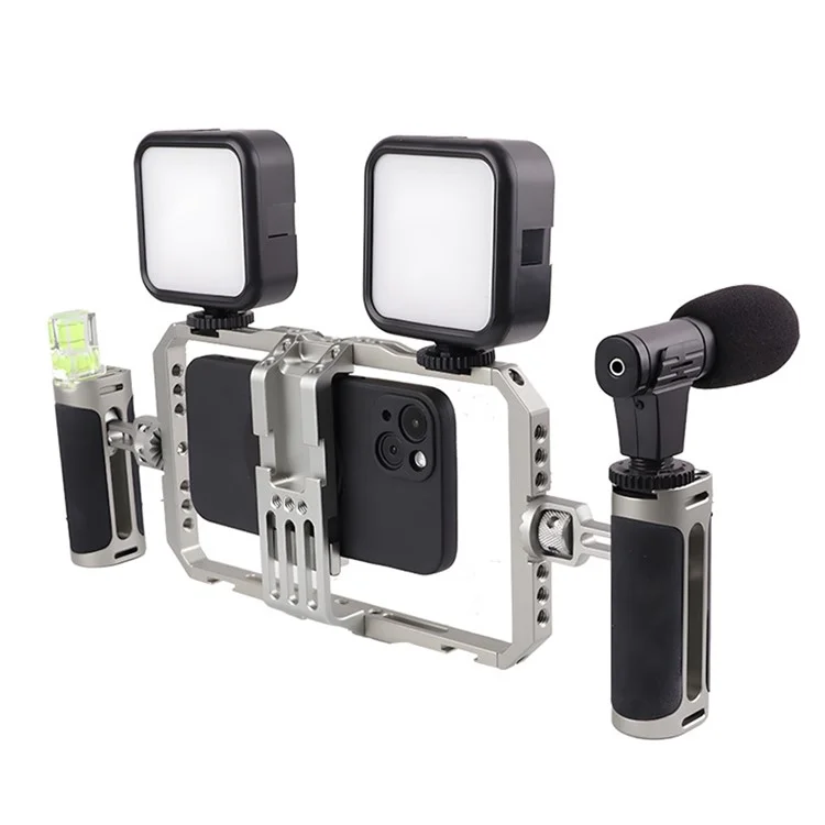 C072 Dual Handle Frame Universal Aluminum Alloy Handheld Smartphone Cage Rig Photography Stabilizer