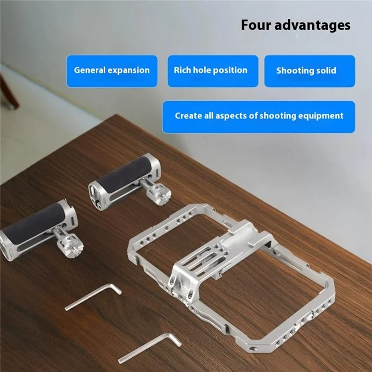 C072 Dual Handle Frame Universal Aluminum Alloy Handheld Smartphone Cage Rig Photography Stabilizer