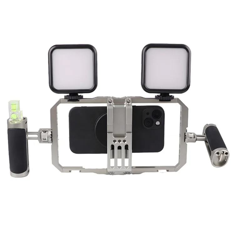 C072 Dual Handle Frame Universal Aluminum Alloy Handheld Smartphone Cage Rig Photography Stabilizer