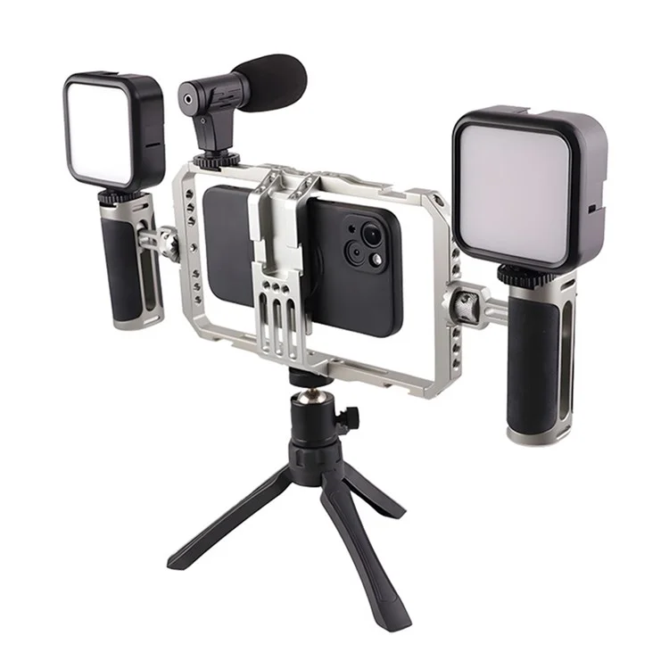 C072 Dual Handle Frame Universal Aluminum Alloy Handheld Smartphone Cage Rig Photography Stabilizer