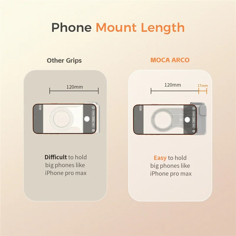 MOCA ARCO Phone Grip Handle with Remote Controller Magnetic Stand LED Light for iPhone Pro Max iOS Compatible - White