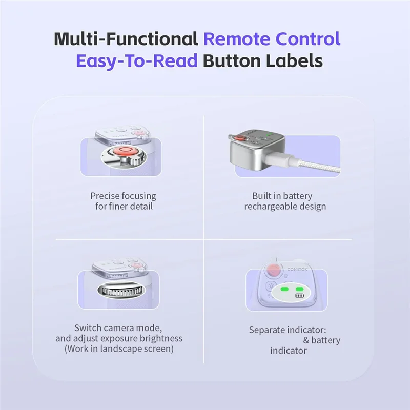 MOCA Grip Camera Handle with Detachable Remote Control and LED Light for iPhone 17  /  16  /  15 MagSafe Compatible Shooting Accessories - White