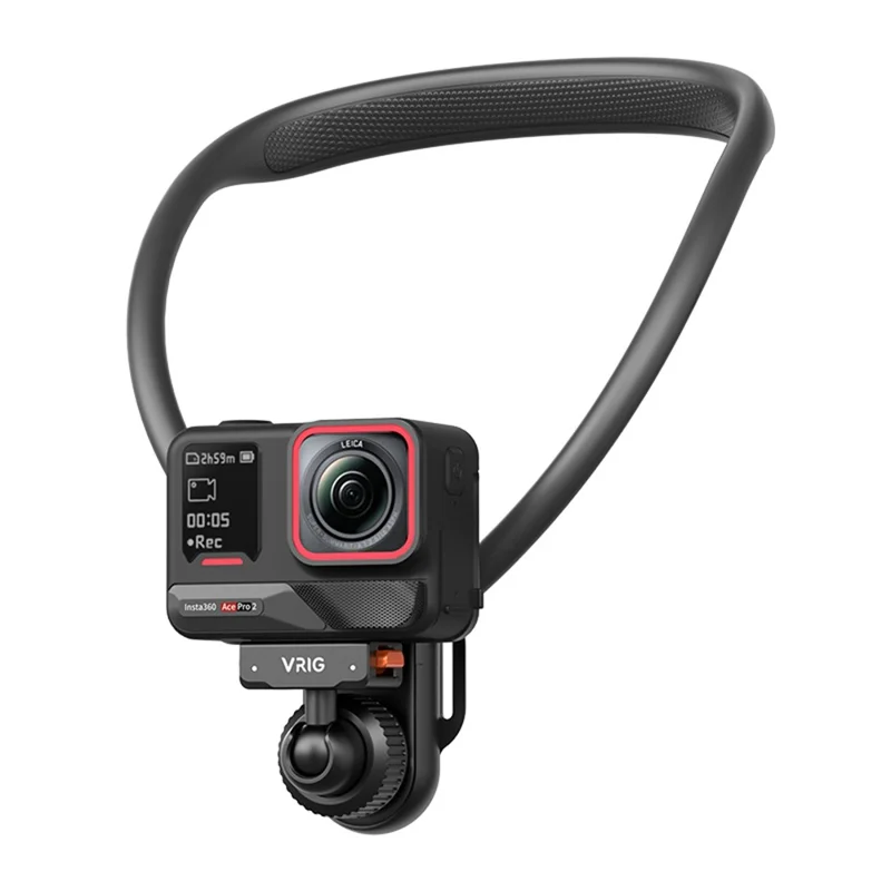 VRIG AC-82 360 Degree Ball Head Magnetic Neck Mount Bracket for Insta360 Ace  /  Pro  /  Pro 2  /  X5  /  X4 Air Quick Release Adjustable Bracket - Black