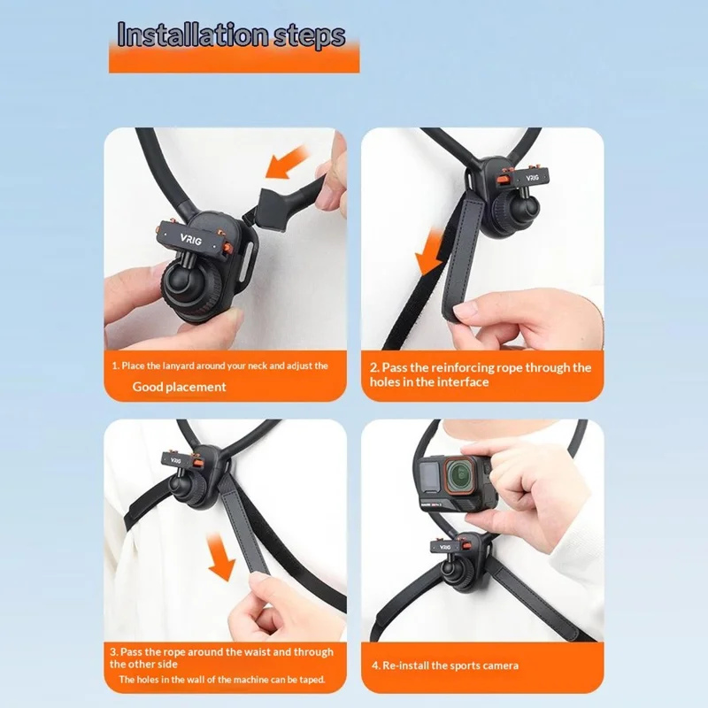 VRIG AC-82 360 Degree Ball Head Magnetic Neck Mount Bracket for Insta360 Ace  /  Pro  /  Pro 2  /  X5  /  X4 Air Quick Release Adjustable Bracket - Black