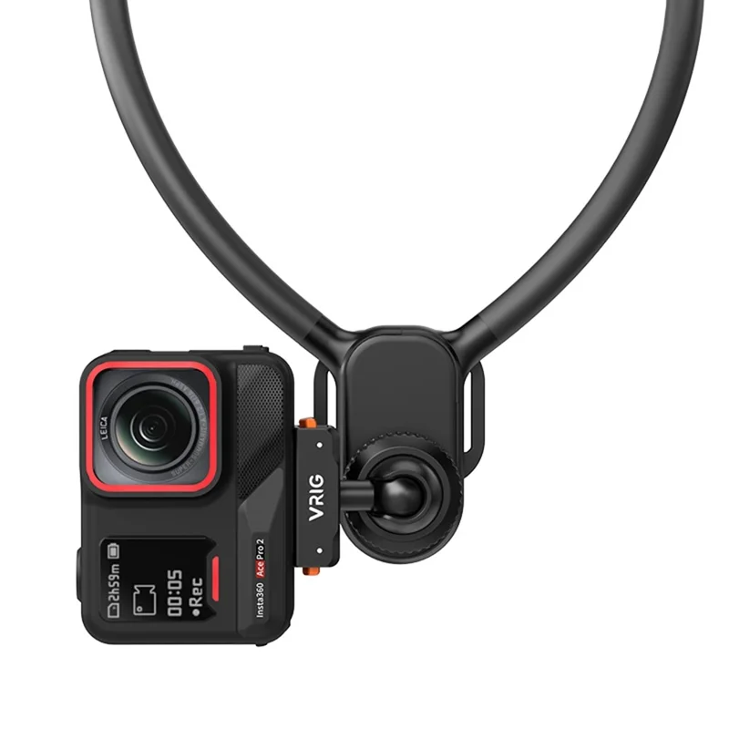 VRIG AC-82 360 Degree Ball Head Magnetic Neck Mount Bracket for Insta360 Ace  /  Pro  /  Pro 2  /  X5  /  X4 Air Quick Release Adjustable Bracket - Black