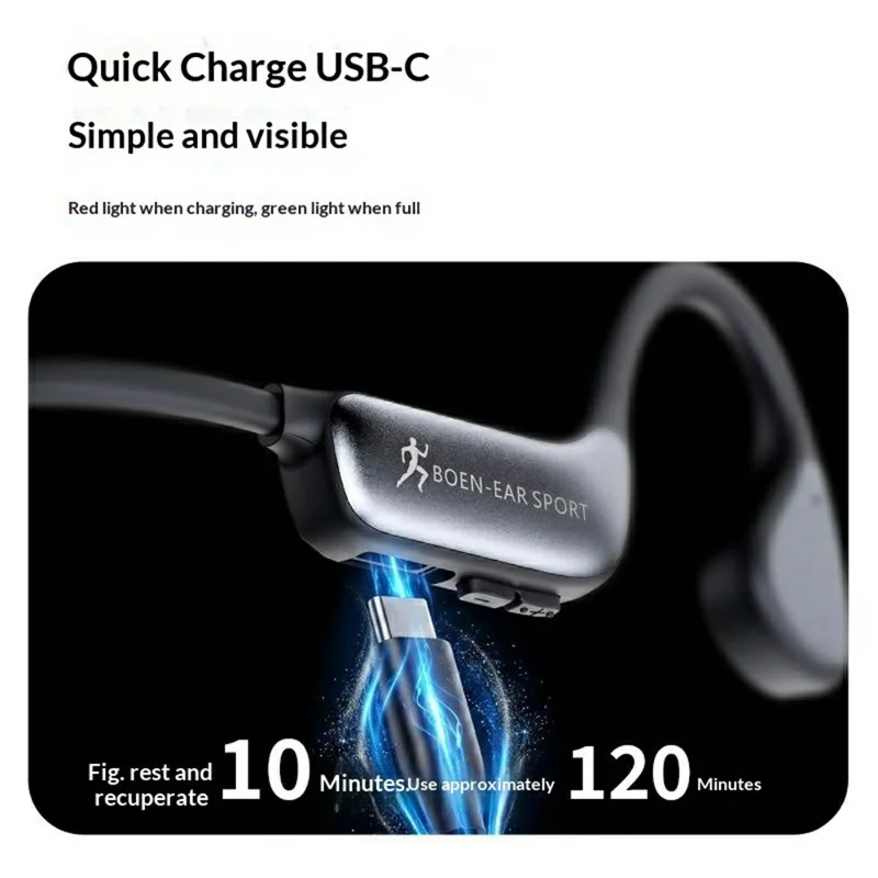A29 Bone Conduction Bluetooth-compatible Earphones Waterproof Open Ear Headphone for Running Cycling - Black
