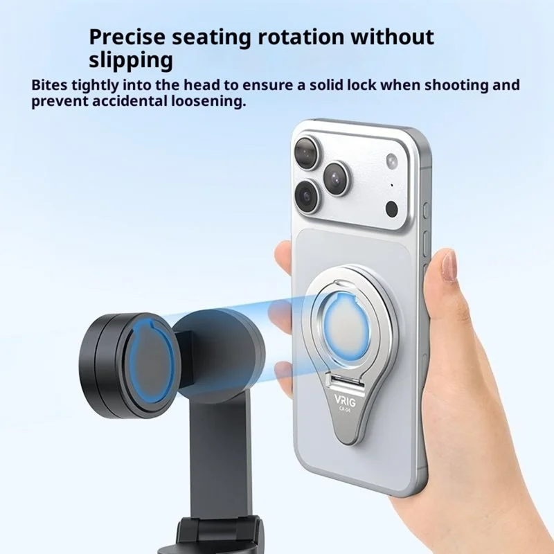 VRIG CA-04 Magnetic Quick Release Back Sticker Mount Stand for DJI Osmo Mobile 8  /  7P  / 7  /  6  /  5  /  SE Aluminum Alloy Portable Stabilizer Mount - Silver