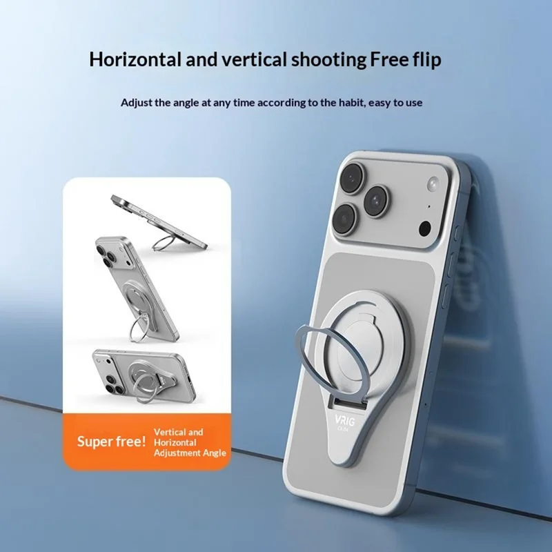 VRIG CA-04 Magnetic Quick Release Back Sticker Mount Stand for DJI Osmo Mobile 8  /  7P  / 7  /  6  /  5  /  SE Aluminum Alloy Portable Stabilizer Mount - Silver