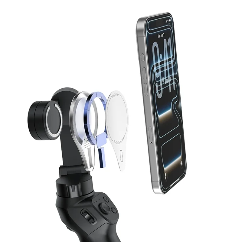 VRIG CA-04 Magnetic Quick Release Back Sticker Mount Stand for DJI Osmo Mobile 8  /  7P  / 7  /  6  /  5  /  SE Aluminum Alloy Portable Stabilizer Mount - Silver
