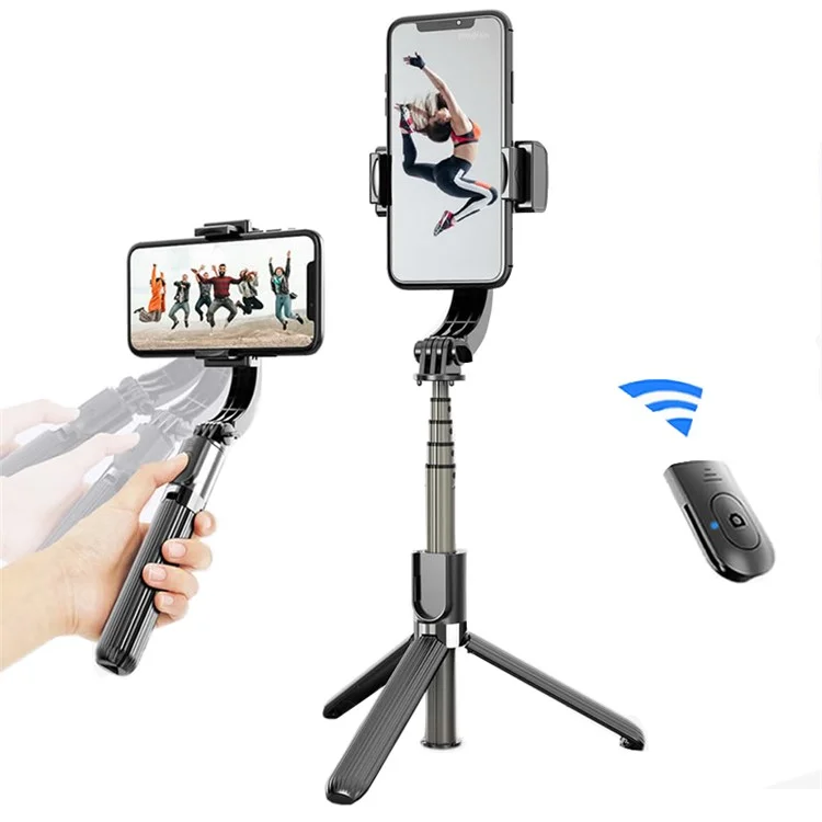SELFIESHOW L08 Perche Autoportrait Bluetooth Portable avec Trépied Caché Diffusion en Direct Support avec Télécommande - Noir