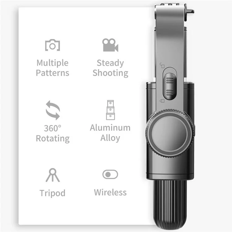 SELFIESHOW L08 Perche Autoportrait Bluetooth Portable avec Trépied Caché Diffusion en Direct Support avec Télécommande - Noir