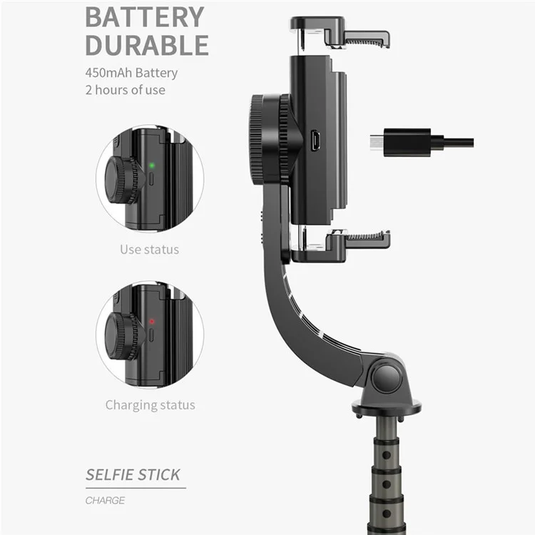 SELFIESHOW L08 Perche Autoportrait Bluetooth Portable avec Trépied Caché Diffusion en Direct Support avec Télécommande - Noir