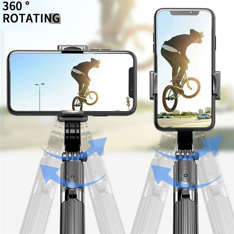 SELFIESHOW L08 Perche Autoportrait Bluetooth Portable avec Trépied Caché Diffusion en Direct Support avec Télécommande - Noir