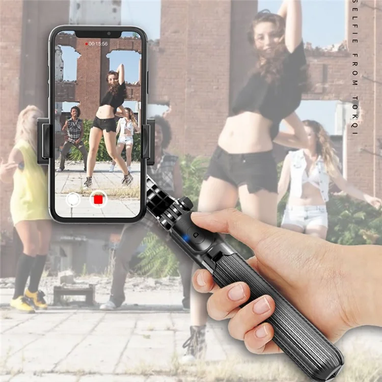 SELFIESHOW L08 Perche Autoportrait Bluetooth Portable avec Trépied Caché Diffusion en Direct Support avec Télécommande - Noir