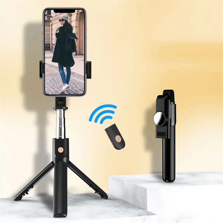 SELFIESHOW K10 Selbststarter Bluetooth Fernbedienung Mobiltelefon Stativ mit Leuchtfunktion - Schwarz