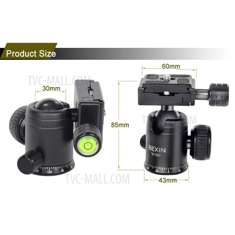 BEXIN V-30 Rotule de caméra panoramique 360 degrés pour trépied portable