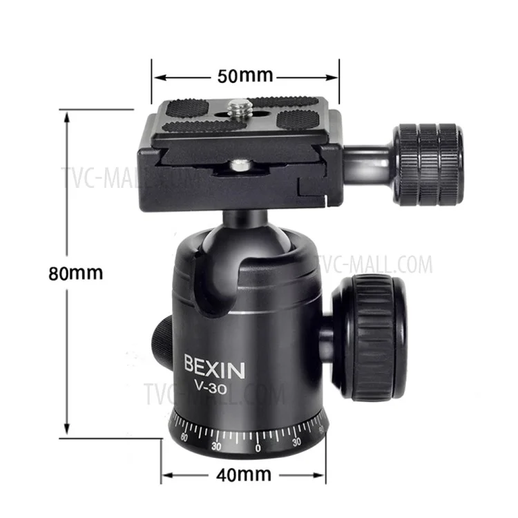 BEXIN V-30 Rotule de caméra panoramique 360 degrés pour trépied portable