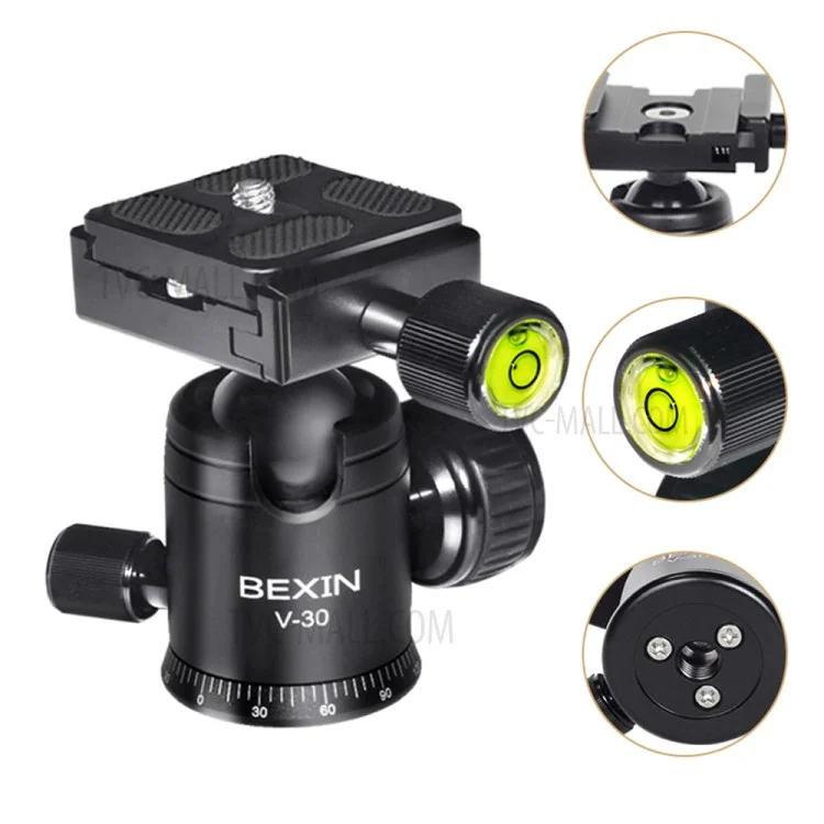 BEXIN V-30 Rotule de caméra panoramique 360 degrés pour trépied portable