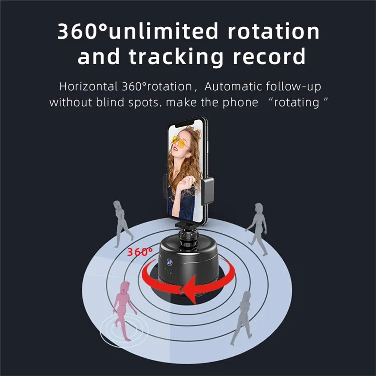 Y8 360 градусов вращения Smart AI Gimbal Face Tracking Camera Mobile Phone Holder Stand - Черный