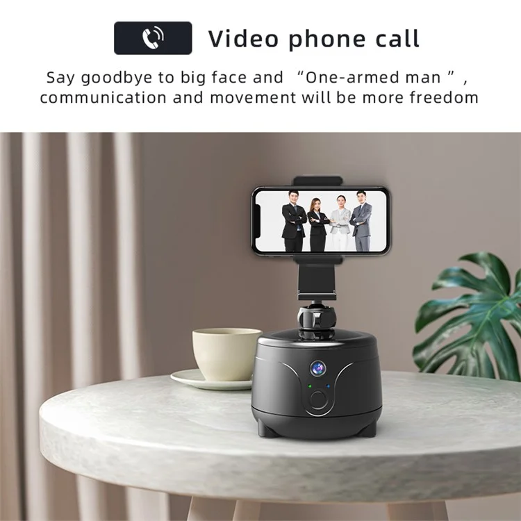 Y8 360 Degrés Rotation Smart ai Gimbal Face Tracking Camera Phone Phone-phone Holder Stand - le Noir