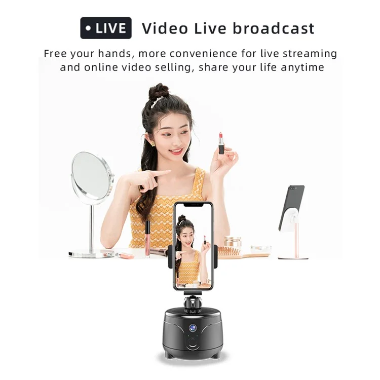 Y8 360 градусов вращения Smart AI Gimbal Face Tracking Camera Mobile Phone Holder Stand - Черный