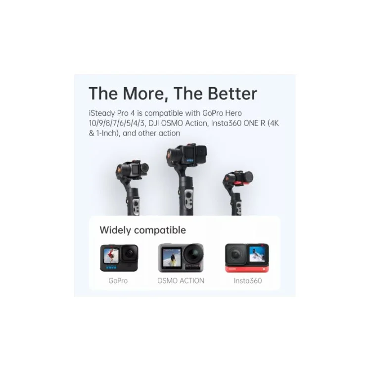 HOHEM Isteady Pro4 Action Camerie Horder Antershake Handedheld Gimbal Live Streaming Stabilisateur Avec Trépied Pour GoPro Hero / Insta360 One R