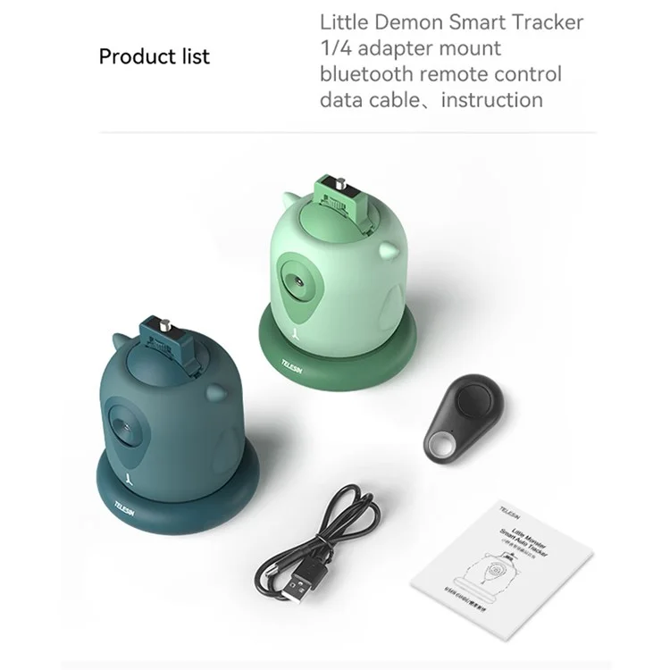 TELESIN TE-GPYT-002 Little Demon Smart Tracker Auto Face Tracking Stabilizer Smart Shooting Gimbal 360 Rotating Vlog Live Video Phone Holder with 1/4 Adapter Mount for GoPro iPhone Samsung - Green