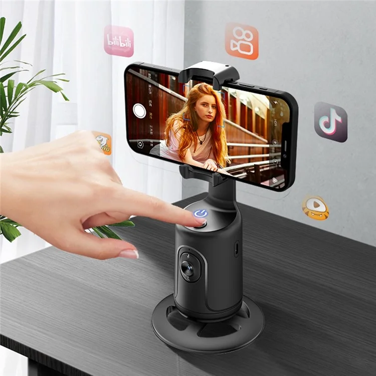 P01 Auto Face Tracking Tripod 360-Degree Rotation Phone Camera Mount Smart Shooting Phone Motion Tracking Holder for Live Vlog Streaming Video - Pink