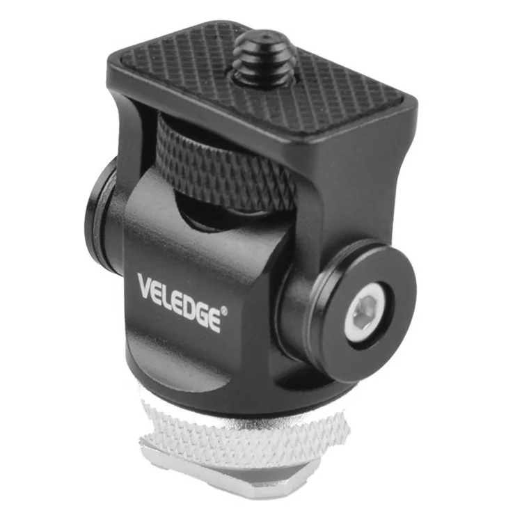 Adaptador de Montagem da Câmera VELEDGE V1 para Mini Monitor Mic Fill Light Ajustável de Metal Gimbal 360 Graus Rotativo