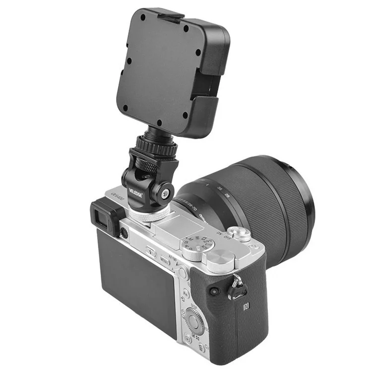 Adaptador de Montagem da Câmera VELEDGE V1 para Mini Monitor Mic Fill Light Ajustável de Metal Gimbal 360 Graus Rotativo