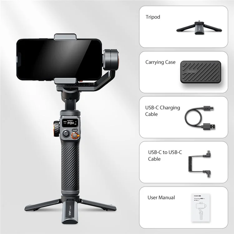 HOHEM Isteady M6 Anti-shake Gimbal Téléphone Streaming Streaming Handheld Stabilizer (CE Certified)