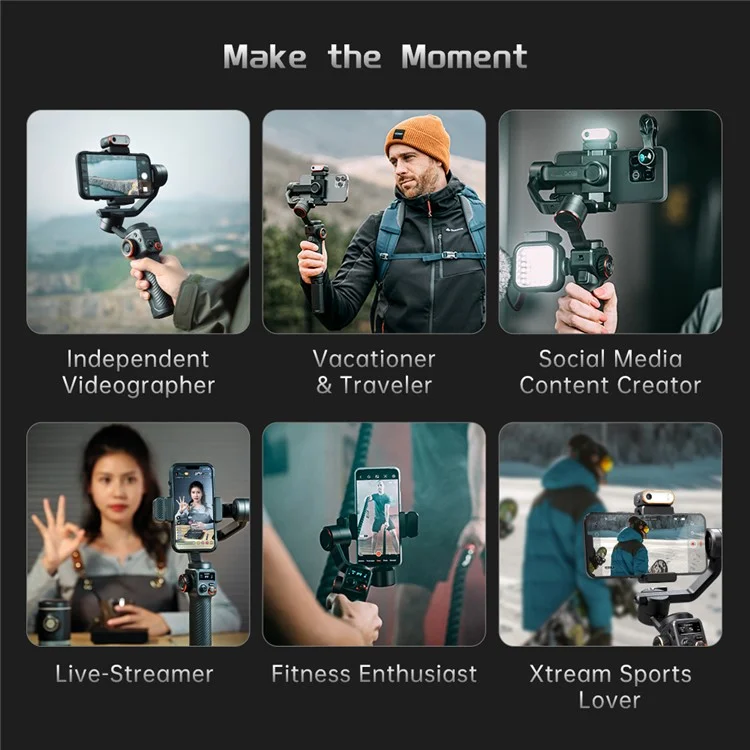 HOHEM iSteady M6 Anti-shake Gimbal Phone Holder Live Streaming Handheld Stabilizer (CE Certified)