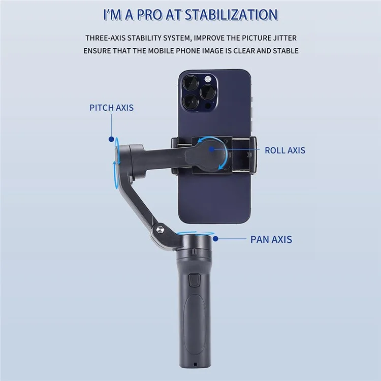 F5plus Stabilizzatore Gimbal a Tre Assi Anti-Scuotimento e Pieghevole per Registrazione Video Vlog (senza App)