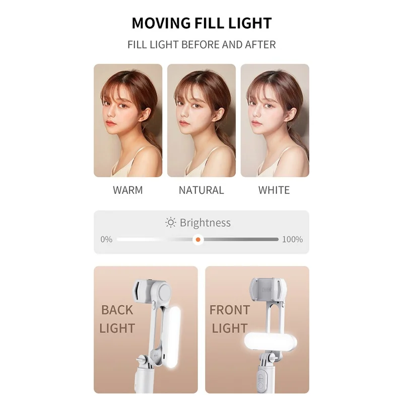 XIAOMIYAUPIN FUNSNAP CaptureQ3 Single-Axis Smartphone Stabilizer with Fill Light Retractable Tripod Selfie Stick