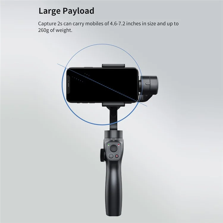 XIAOMIYOUPIN FUNSNAP Capture 2s Estabilizador Gimbal Portátil Estabilizador de 3 Ejes para Teléfono Móvil Palo Selfie Trípode