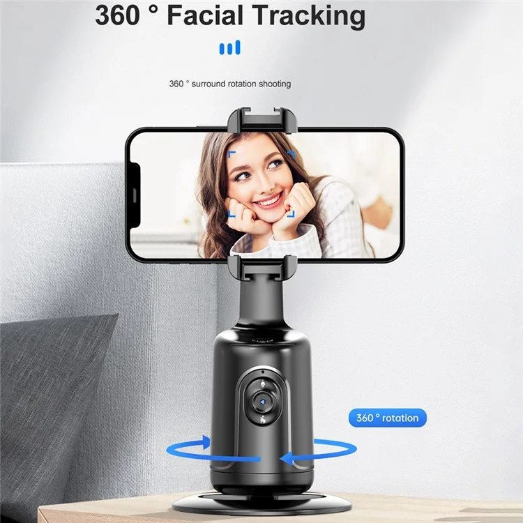 P01 pro 360-Degree Intelligent Tracking Gimbal Camera com Cold Shoe Portable Gimbal Stabilizer - Preto