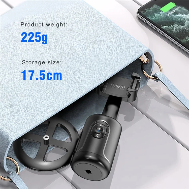 P01 pro 360-Degree Intelligent Tracking Gimbal Camera com Cold Shoe Portable Gimbal Stabilizer - Preto